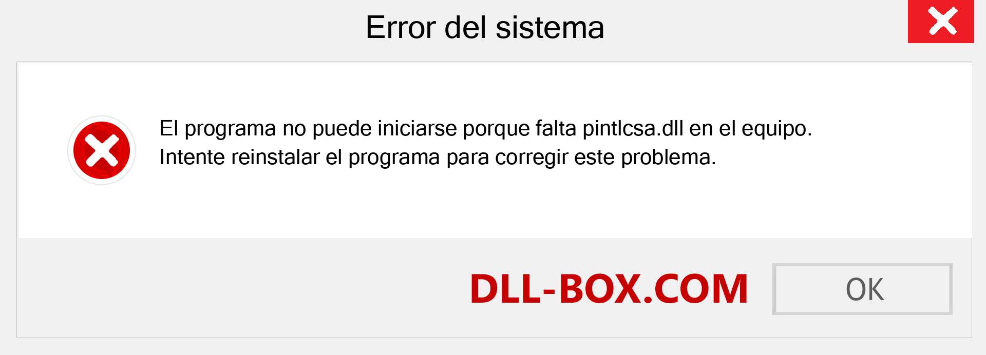 ¿Falta el archivo pintlcsa.dll ?. Descargar para Windows 7, 8, 10 - Corregir pintlcsa dll Missing Error en Windows, fotos, imágenes